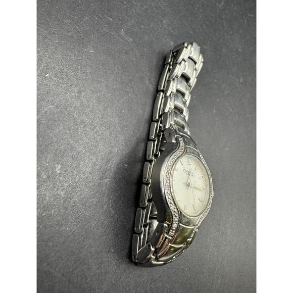 Vtg Caravelle by Bulova Silver Tone White Dial Diamond Accent Women’s Watch 24mm main image 6